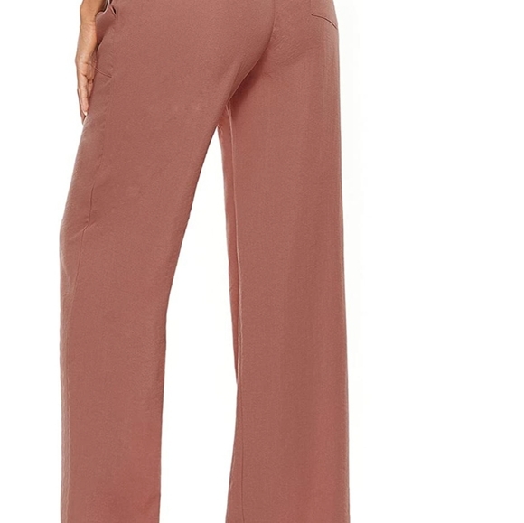 Women's Cotton Linen Pants Loose Elastic Waist Beach Trousers Size Large Brick - Picture 2 of 3